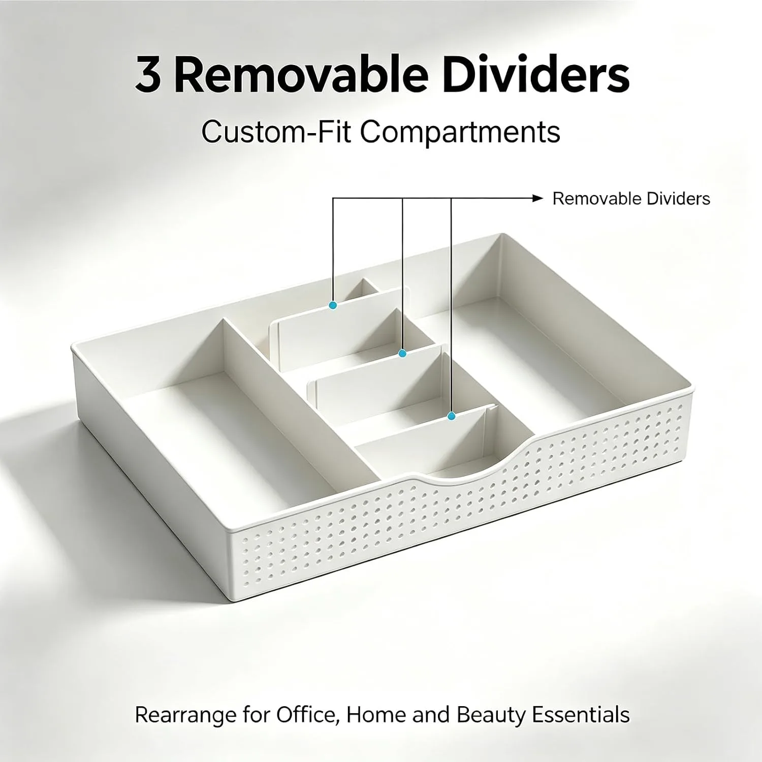 gianotter Desk Organizers and Accessories, Monitor Stand with Drawer and 2 Pen Holder, Desktop Organizer Suitable for Offices and Dormitories (White-Plain)