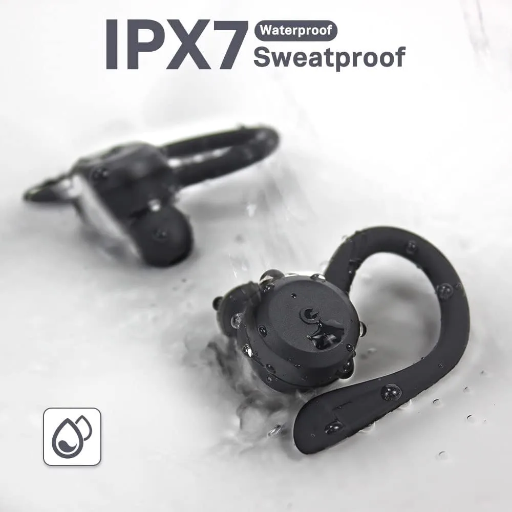 APEKX Bluetooth Headphones True Wireless Earbuds with Charging Case IPX7 Waterproof Stereo Sound Earphones Built-in Mic in-Ear Headsets Deep Bass for Sport Running Black