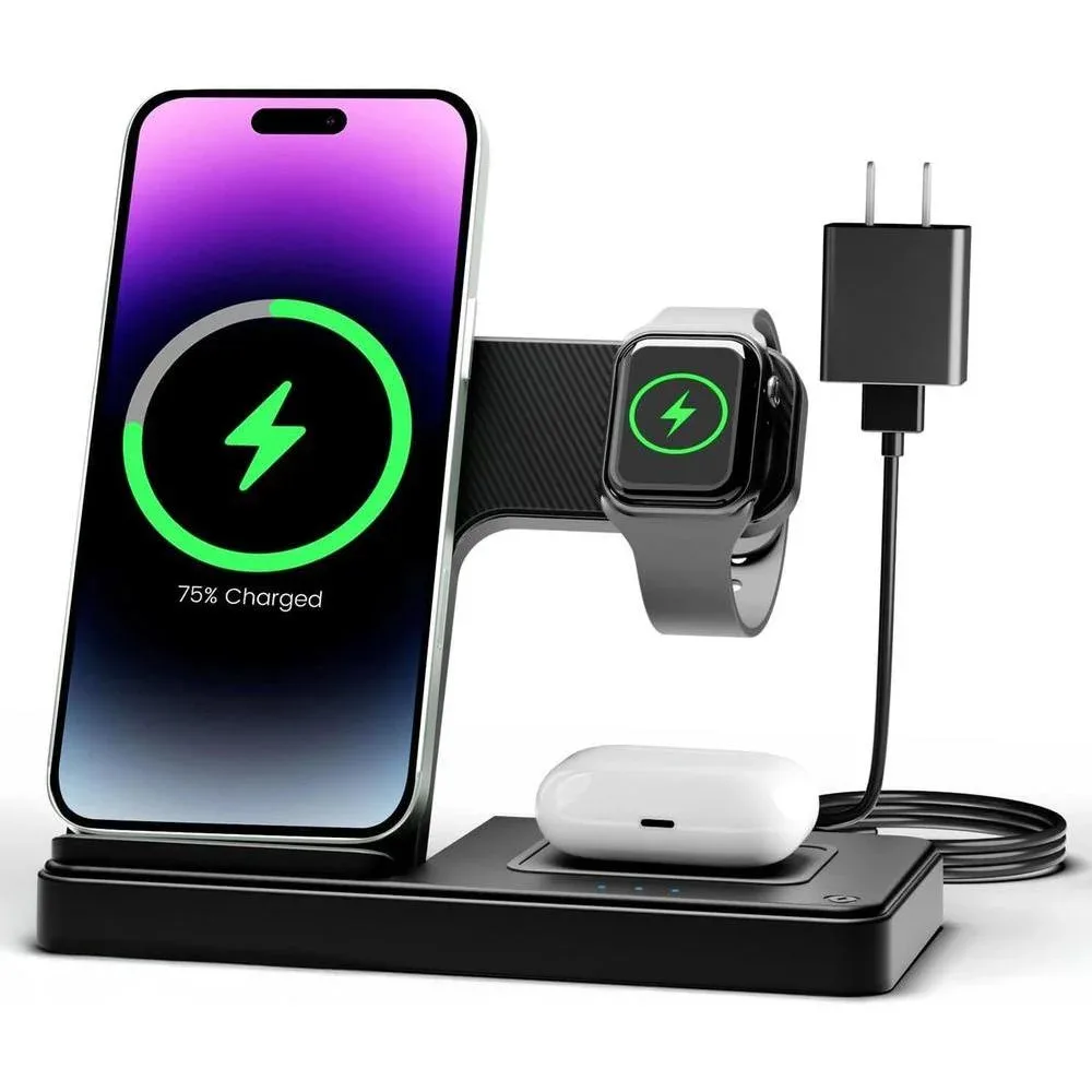 Cargador inalámbrico GETPALS 3 en 1 para iPhone, Apple Watch y AirPods