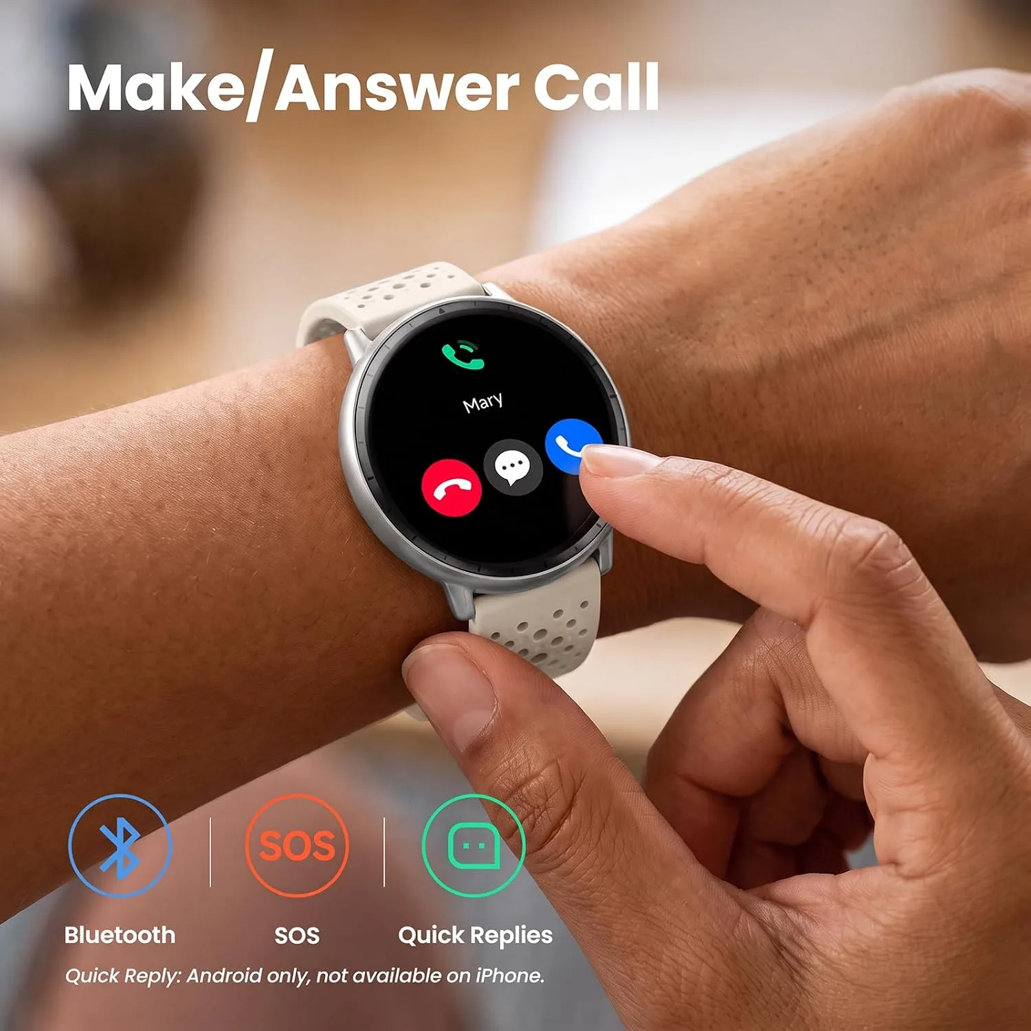 Smart Watch for Men Women,GPS Built-in,1.3" Ultra-bright AMOLED Display,SOS