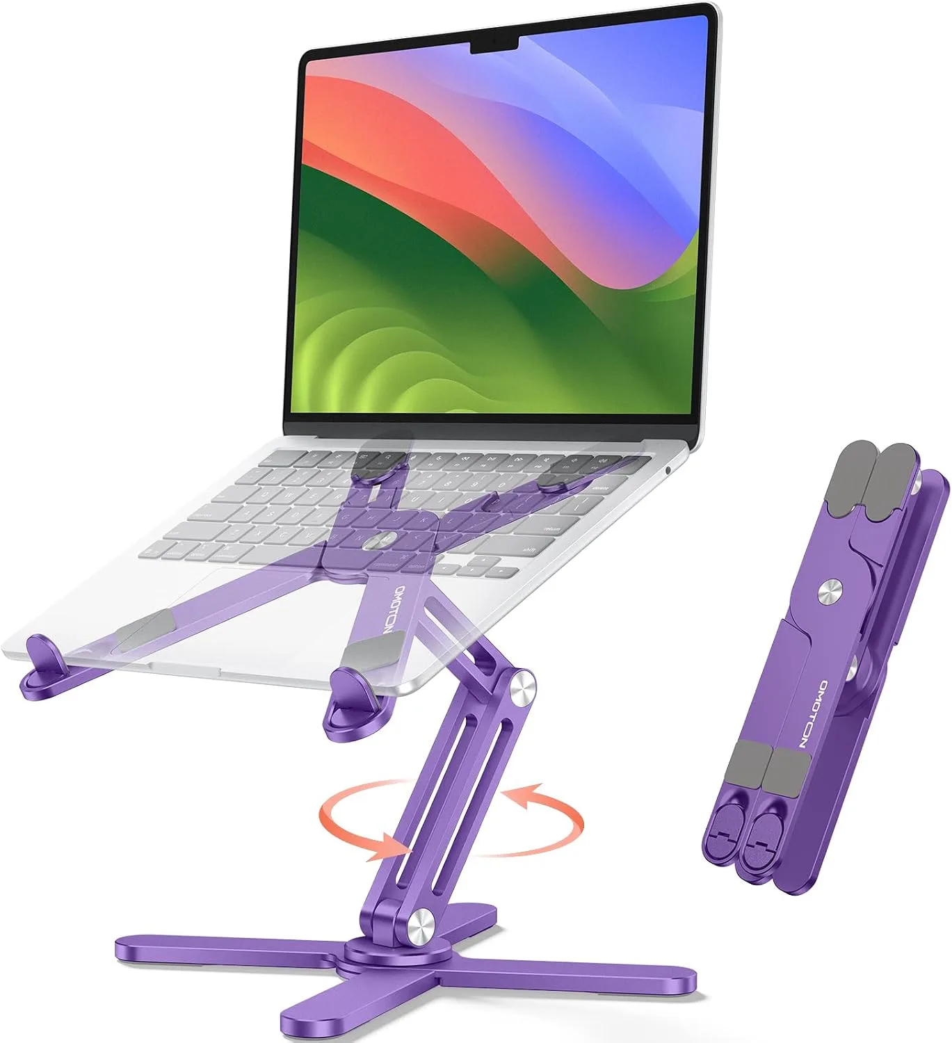 OMOTON LA10 360° Rotating Laptop Stand Riser Foldable for Desk, Purple