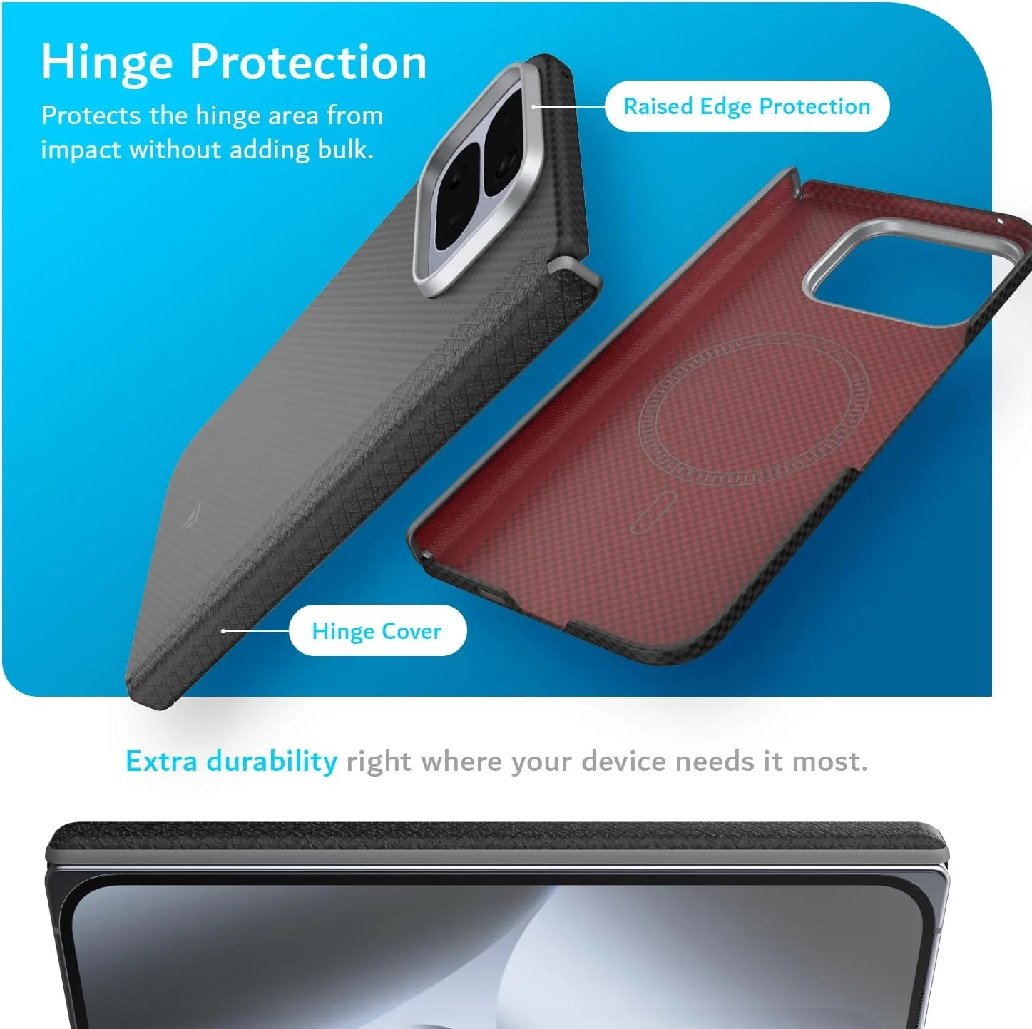 TUDIA Aramid Fiber 1500D for Google Pixel 10 Pro Fold Case (2025) - [Pixelsnap & MagSafe Compatible] Ultra Slim Lightweight Grip Protective Cover with [Hinge Protection] - Black