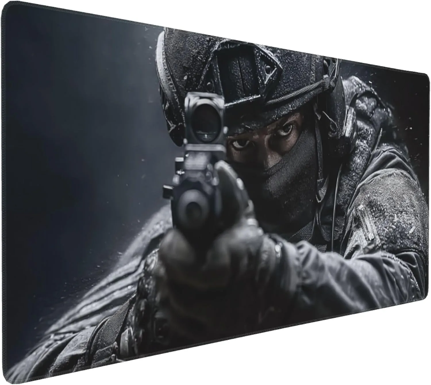 Large Gaming Mouse Pad with Non-Slip Rubber Base, Tactical Soldier Design, Smooth Surface for Work, Office and Home, 35.4" x 15.7