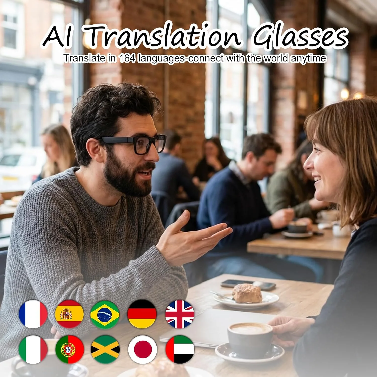 AI Smart Glasses with Photochromic Lenses, Translation & Voice Assistant