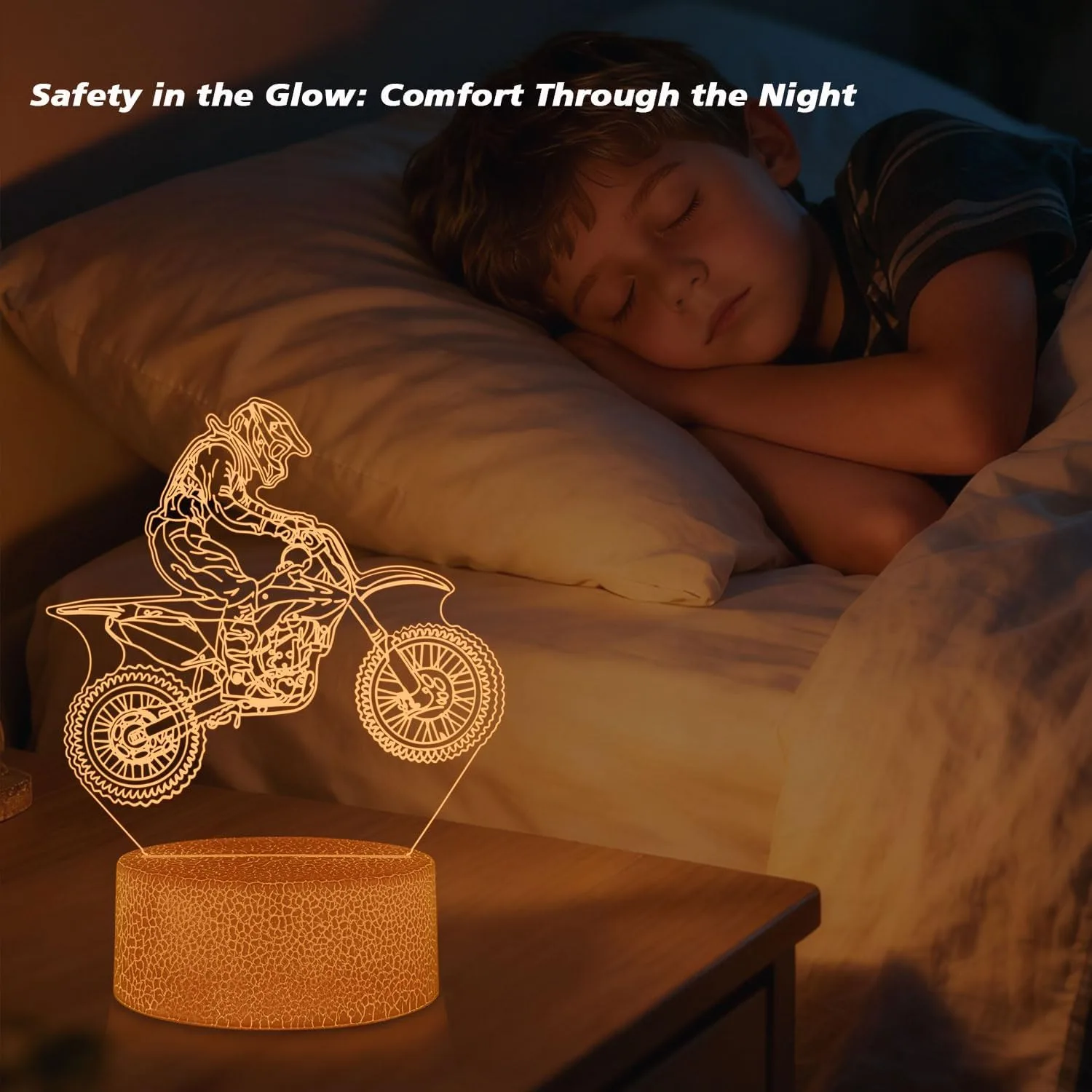 Dirt Bike Lamp for Boys, 3D Acrylic Motorcycle Illusion Night Light with 3 Patterns, 16 Colors Changing & Remote Control, Birthday Holiday Gift for Dirt Bike Fans, Kids Room Decor
