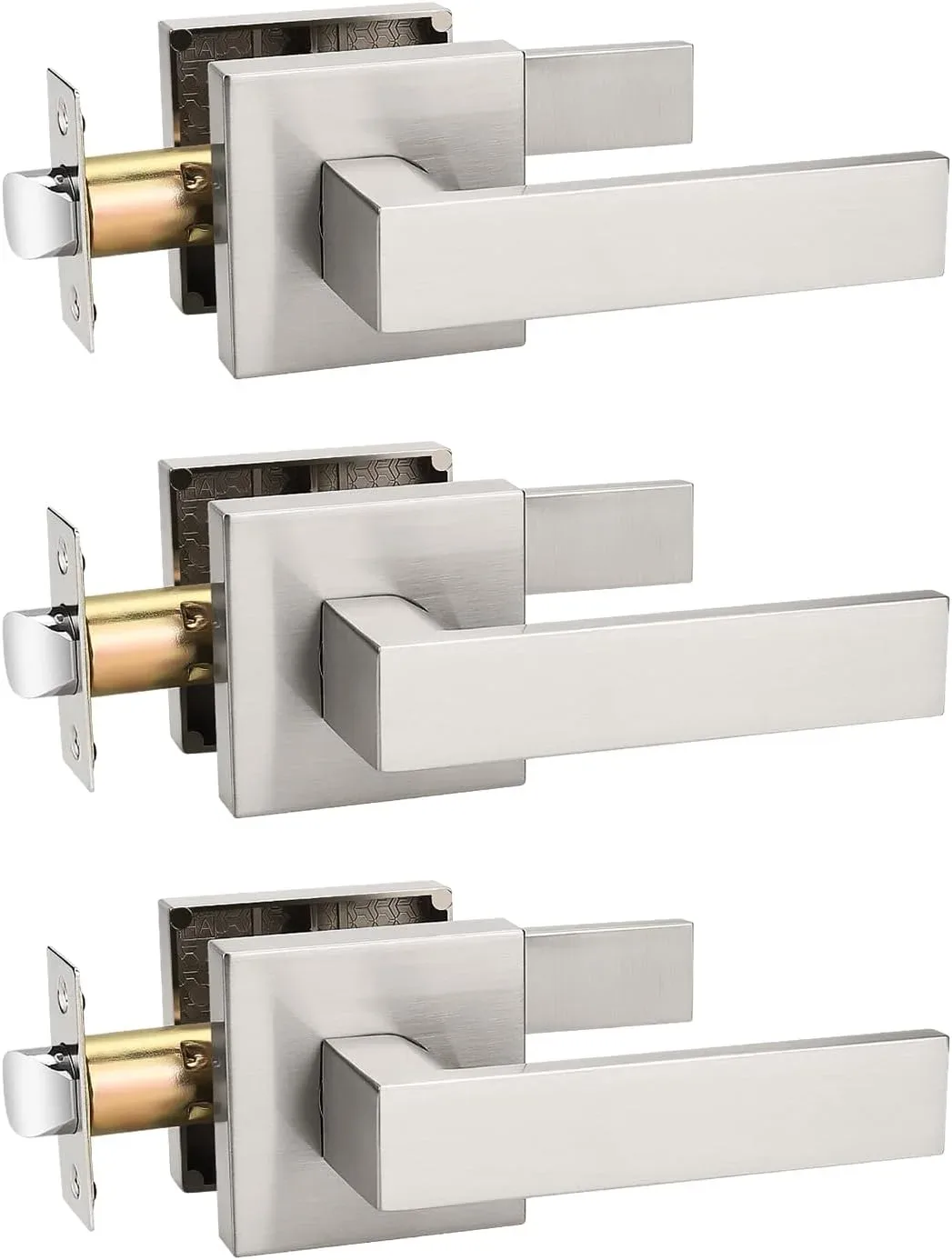Manija para puerta Tinewa níquel cepillado juego de 3 piezas