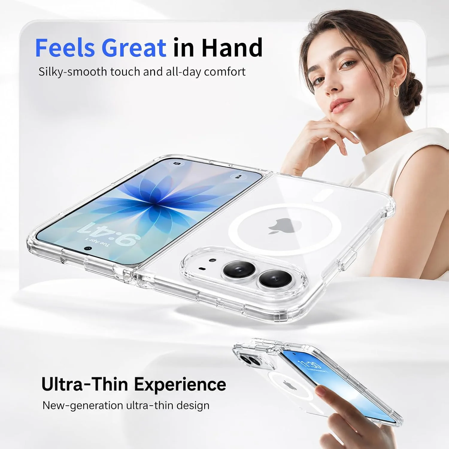 for iPhone Duo Case Clear for Fold 1st Gen 2026, Anti-Yellowing Clear Magnetic Slim Phone Cover Compatible with Magsafe