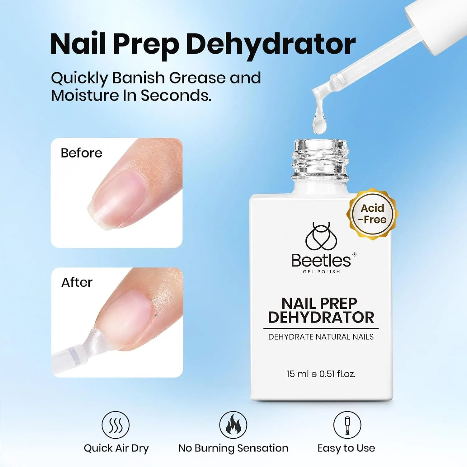 Beetles 4Pcs Gel Top and Base Coat with Nail Dehydrator and Primer Set