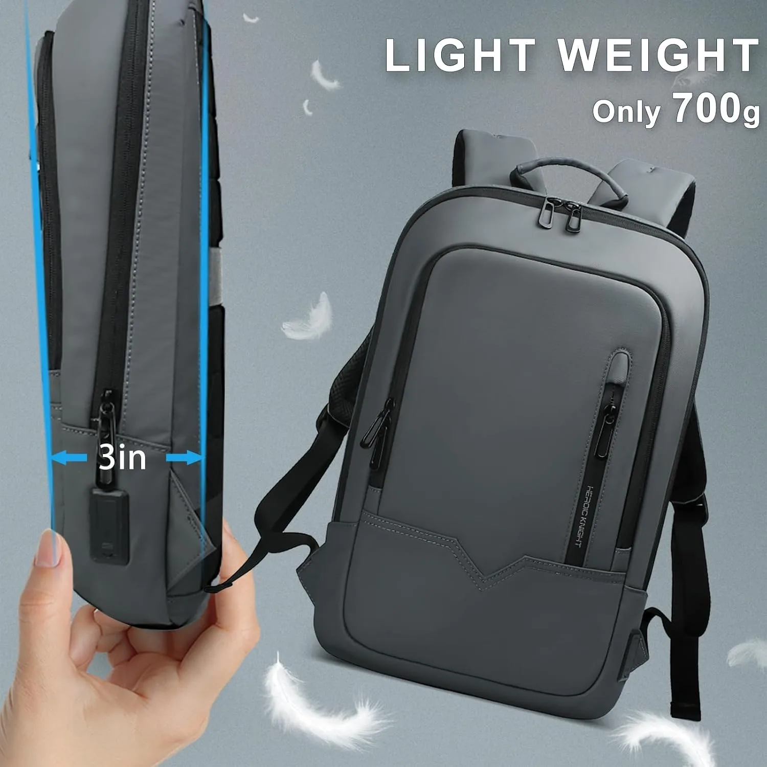 hk Backpack for Men, Business Slim Computer Bag for 17.3 Inch Laptop