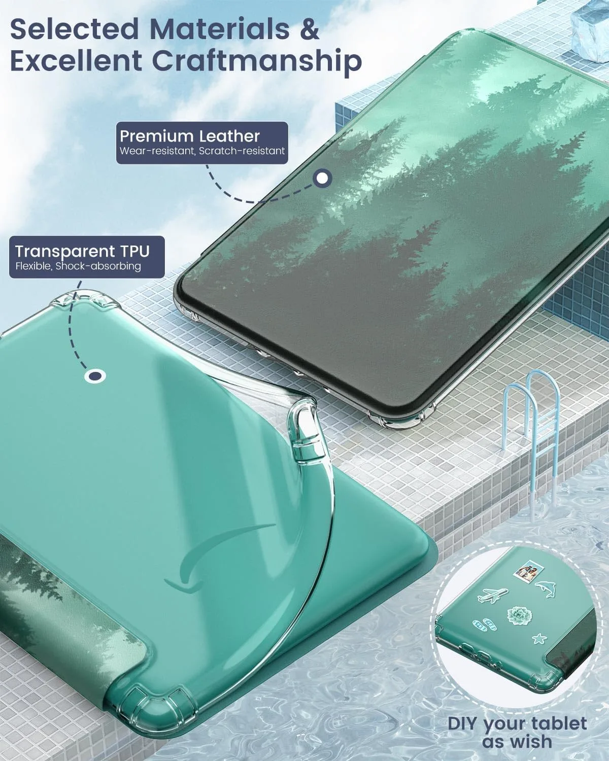 MoKo Case for Kindle Paperwhite 12th Gen & Colorsoft 2024, Green Forest