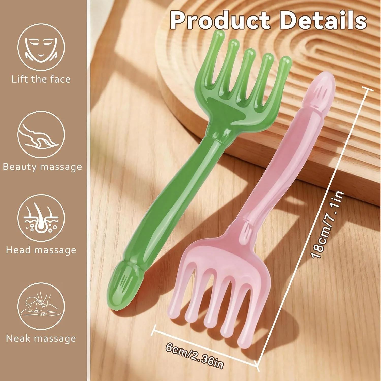 gemshan 3Pcs Jade Eye Mask and Resin Hair Comb Set, Natural Green Jade Cooling Eye Mask + Resin Guasha Scalp Massager, for Eye Fatigue & Head Stress Relief, Ideal Gift for Esthetician Home Use