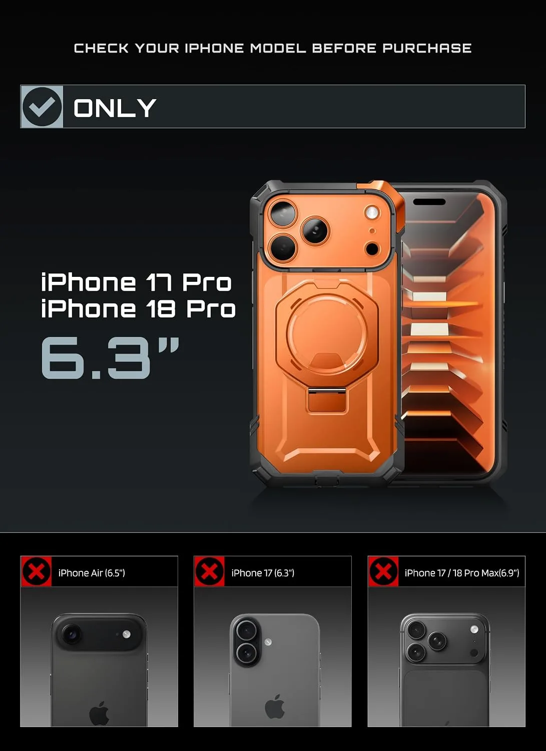 SUPCASE for iPhone 18 Pro Case / 17 Pro Case with Stand, Coral