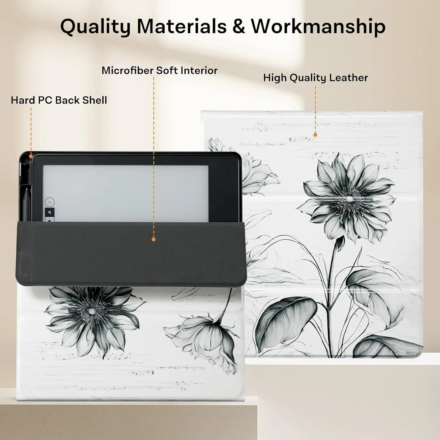 CoBak Stand Case for Kindle Scribe - Premium Folio Leather Cover with Pen Holder, Auto Sleep/Wake - Compatible with 10.2 Inch Kindle Scribe (2022/2024 Release)