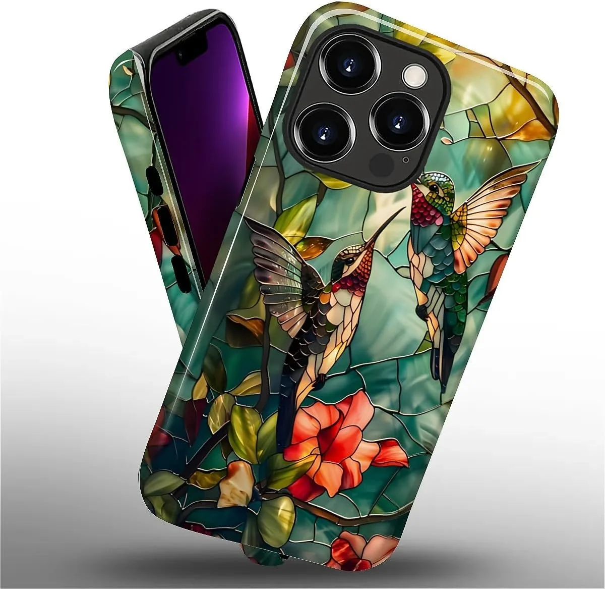 DAIZAG Case for iPhone 13 Pro Max,Mixed 2 Layer Design Shockproof Soft TPU Ddouble Protection Phone Case for iPhone 13 Pro Max-Gorgeous Hummingbird
