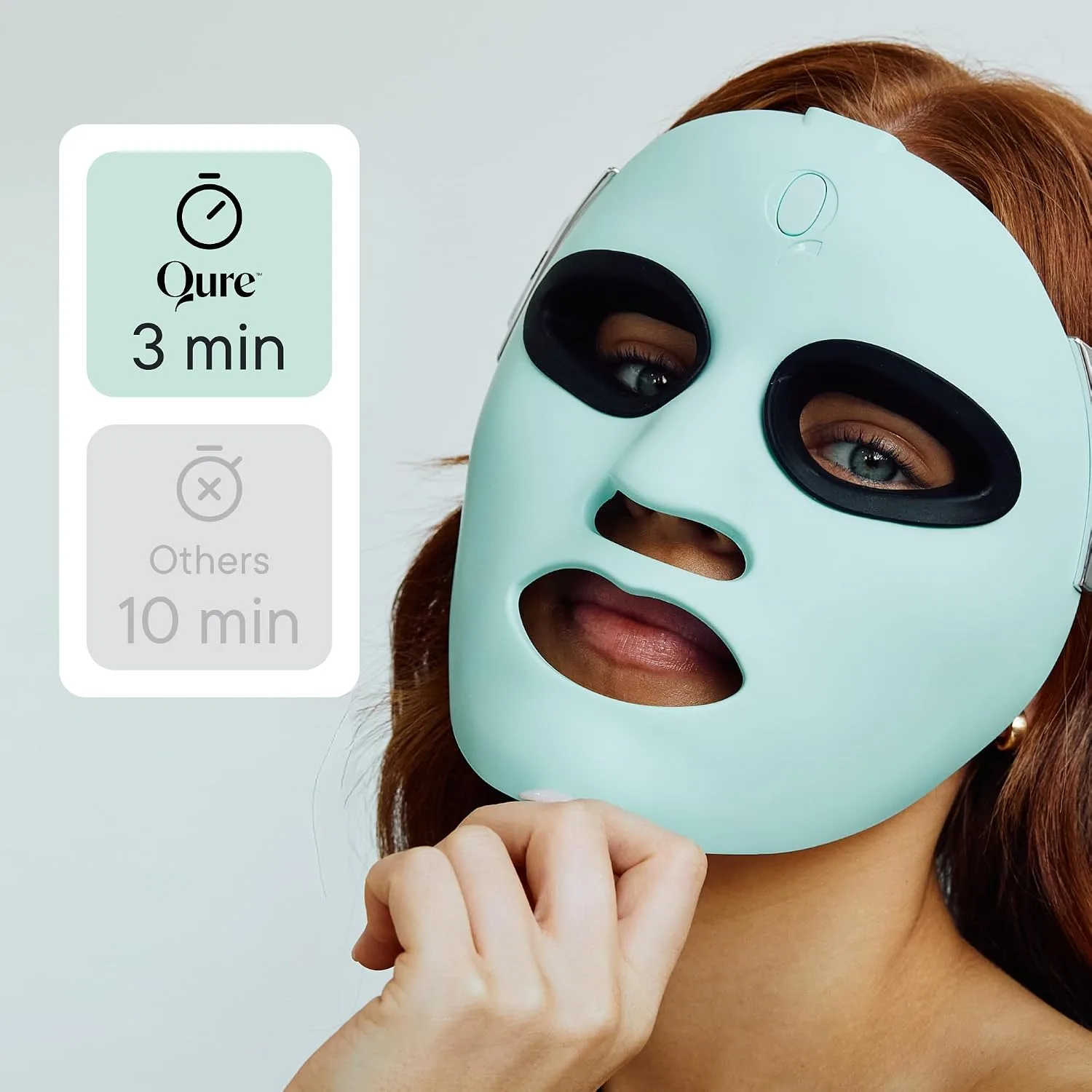 Qure LED Light Therapy Mask for Face - FDA Cleared for Wrinkles & Acne Treatment with 3 Modes, 5 Facial Areas & 5 Lights: Red, Deep-Red, Blue, Amber & Infrared, 3-Min Daily, Eye-Protection, Smart App