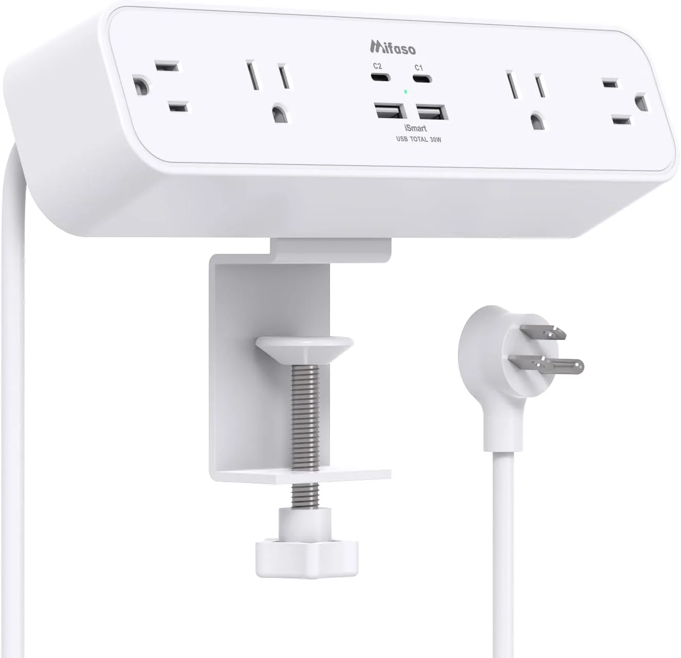 Mifaso PD30W Desk Clamp Power Strip, Surge Protector, Fast Charging Station