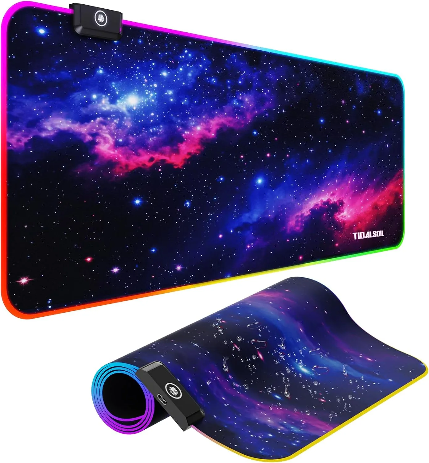 TIDALSOIL RGB Gaming Mouse Pad, Starry Sky 31.5x11.8 in LED Desk Mat