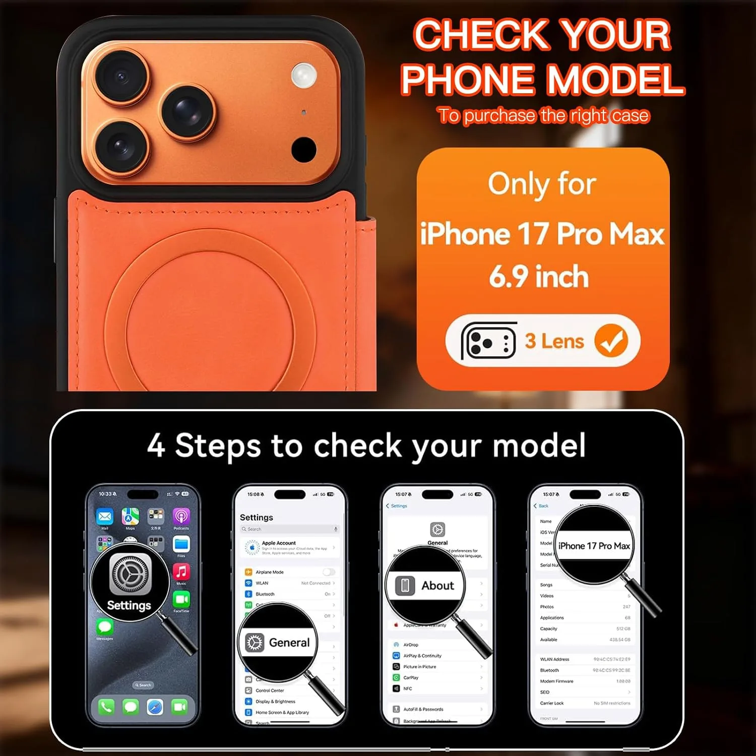 Wallet Phone Case Crafted for iPhone 17 Pro Max Orange
