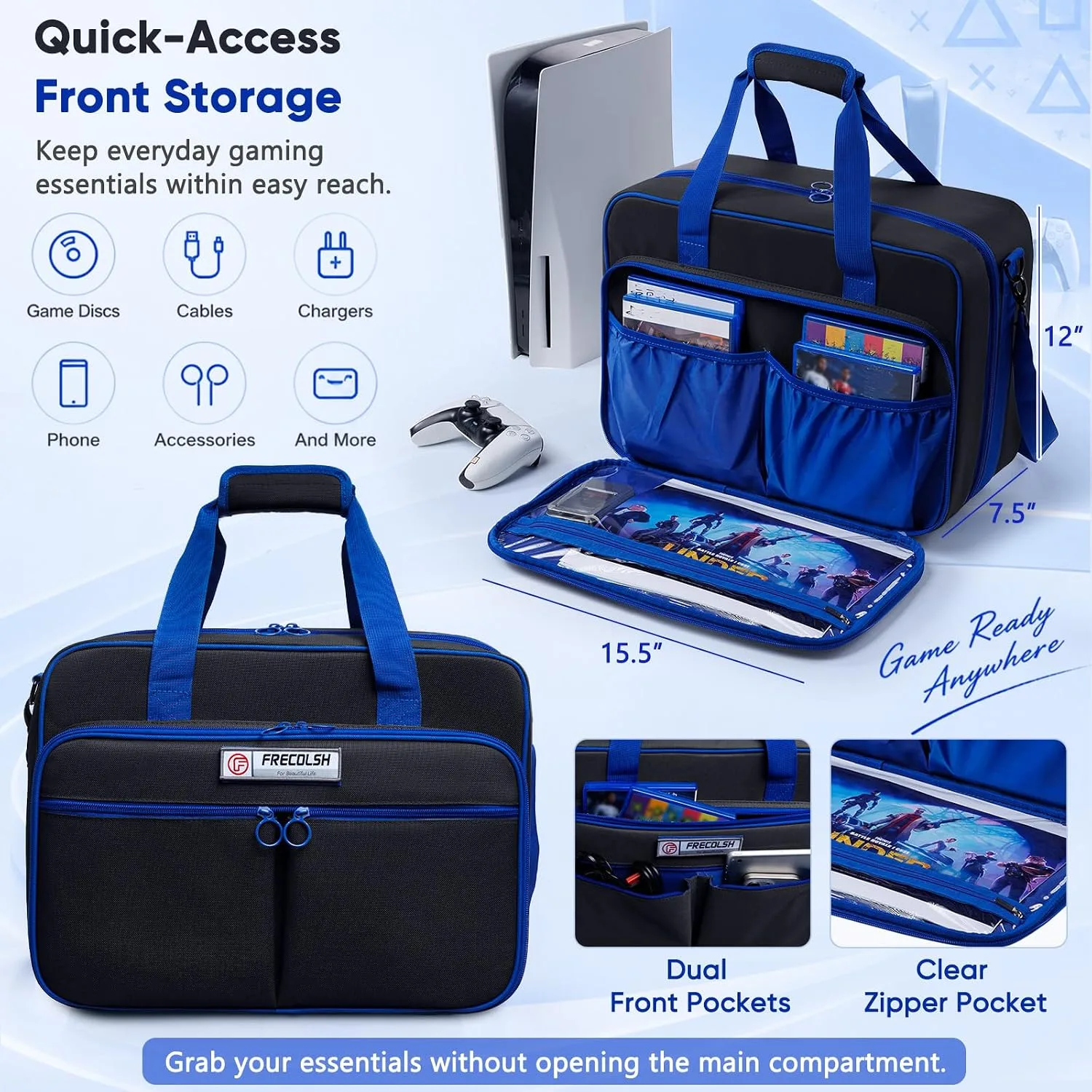 FRECOLSH Carrying Case Compatible with PS5, PS5Pro & PS5 Slim, Travel Bag