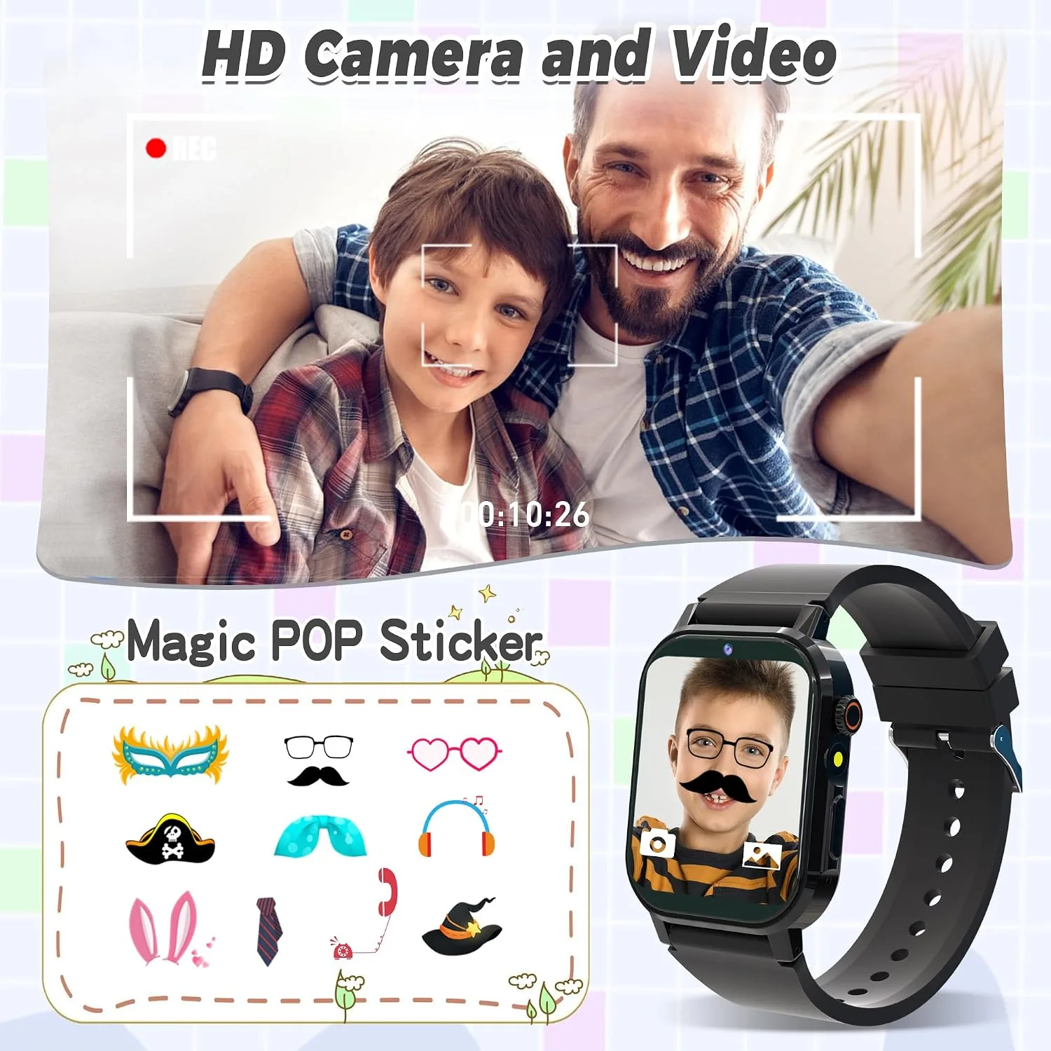 Kids Smart Watch Boys with 32 Games, Camera, Video, Pedometer, Flashlight