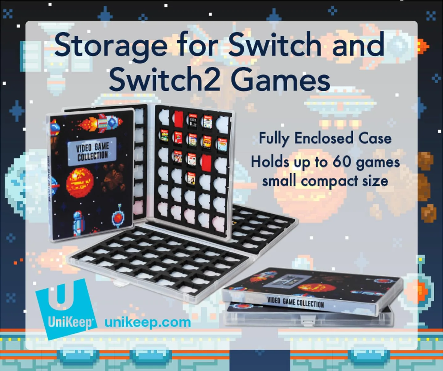 Estuche para Juegos UniKeep Nintendo Switch 60 Cartuchos Espacio