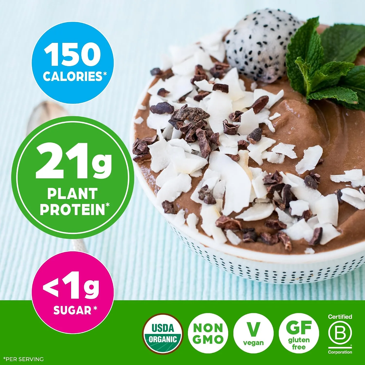 Orgain Organic Vegan 21g Protein Powder, Chocolate Fudge, 10 Travel Packs