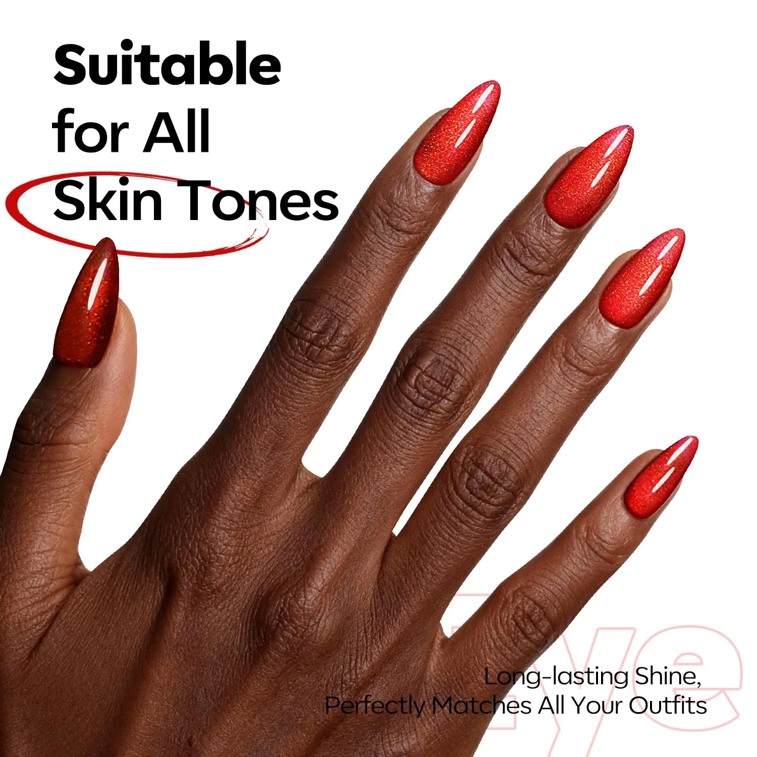 modelones Red Cat Eye Gel Nail Polish Magnetic Glitter Holographic