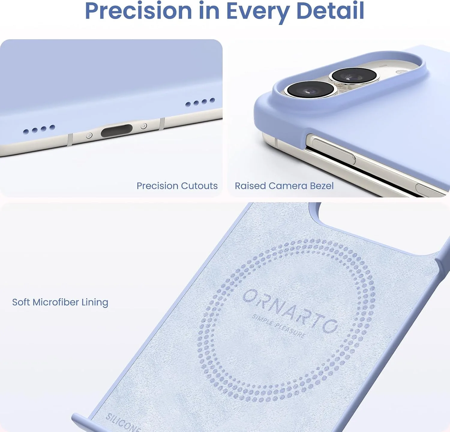 ORNARTO for iPhone Duo Case,Magnetic Slim Liquid Silicone,Baby Blue