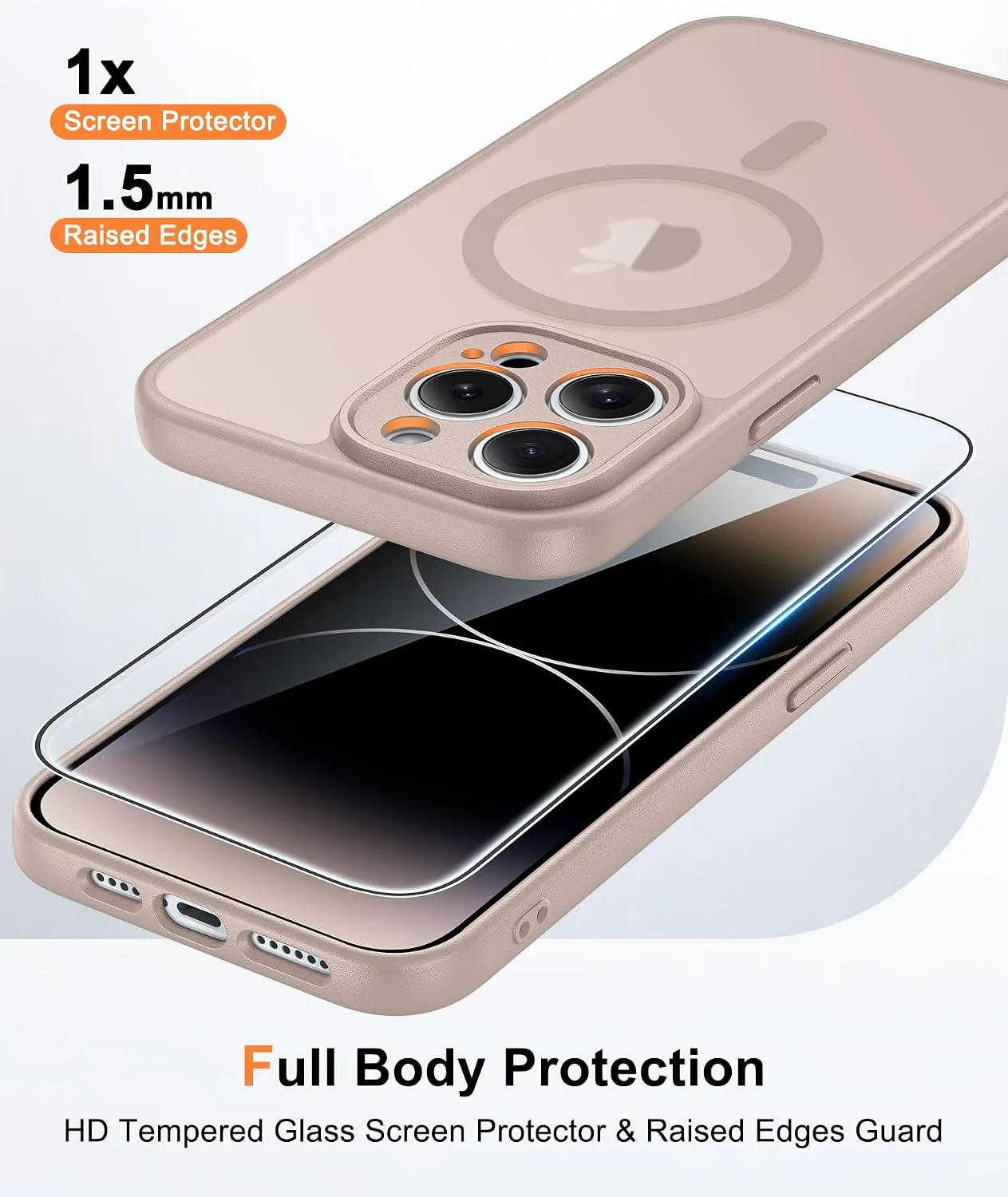 FNTCASE for iPhone 14 Pro Max Case Fit for MagSafe Desert Gold