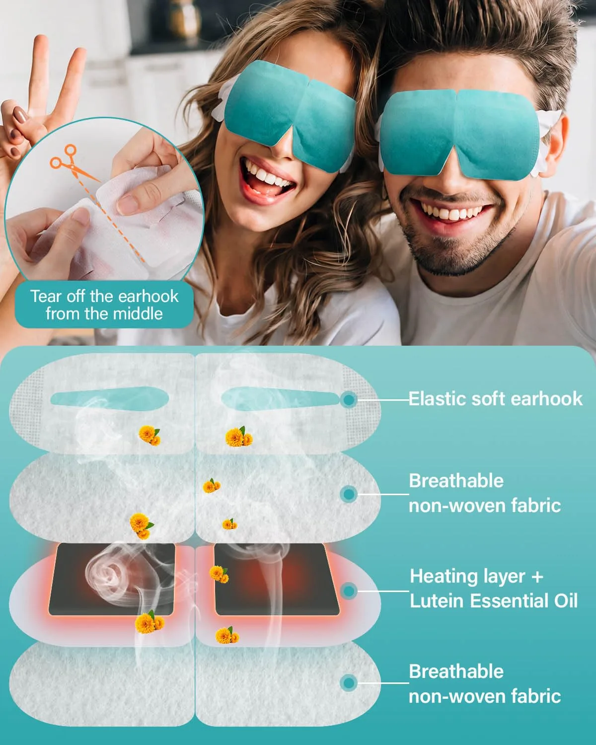 16 Packs Lutein Steam Eye Masks for Dry Eyes Self Heated Disposable Sleep Mask Soothing Headache Relief Dry Eye,Hot Warm Compress for Stress Relief Relief Eye Fatigue, Spa Items Travel Essentials