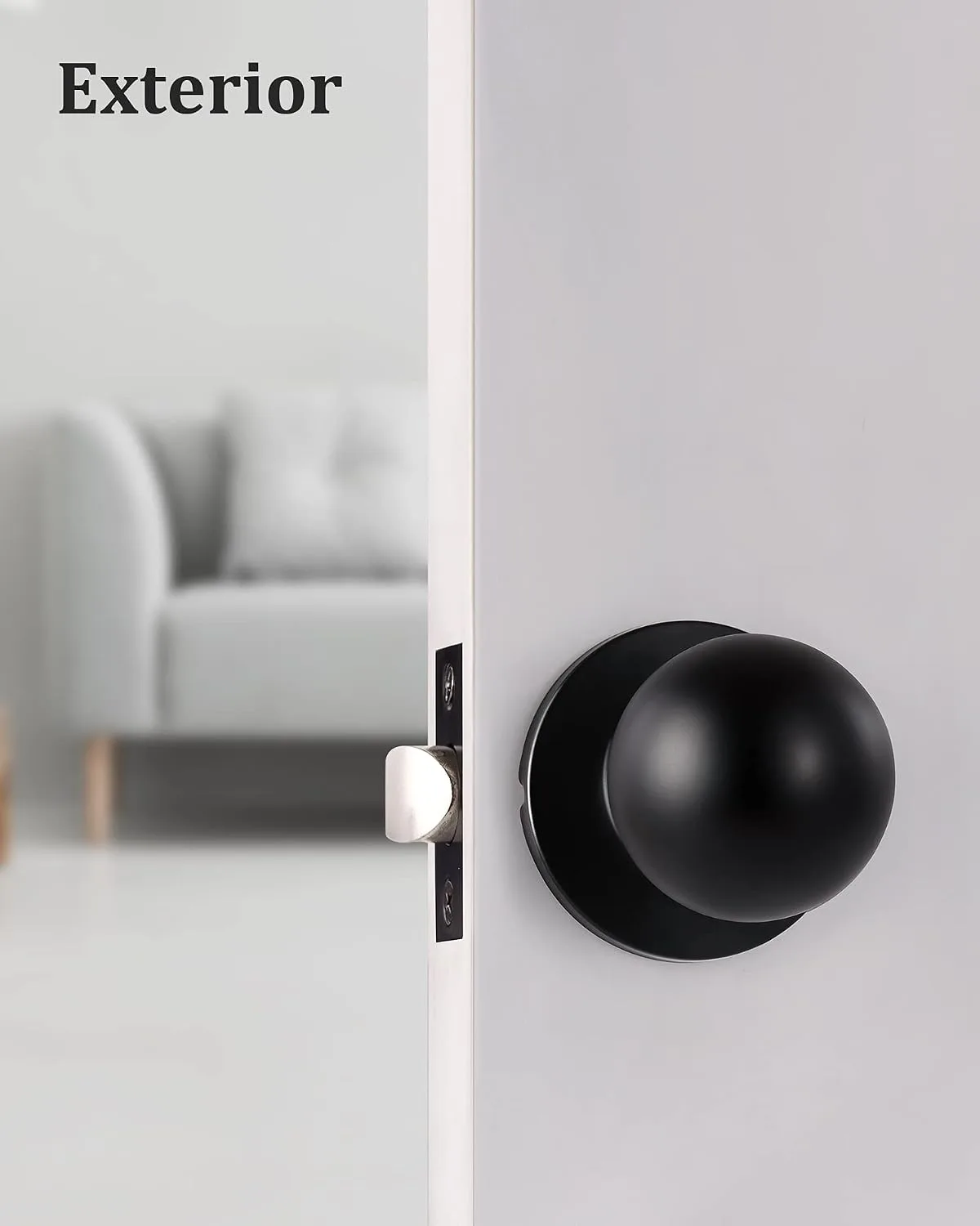 Lanwandeng Matte Black Passage Keyless Door Knobs for Closet/Hall/Conference Room, Round Ball Interior Door Knob