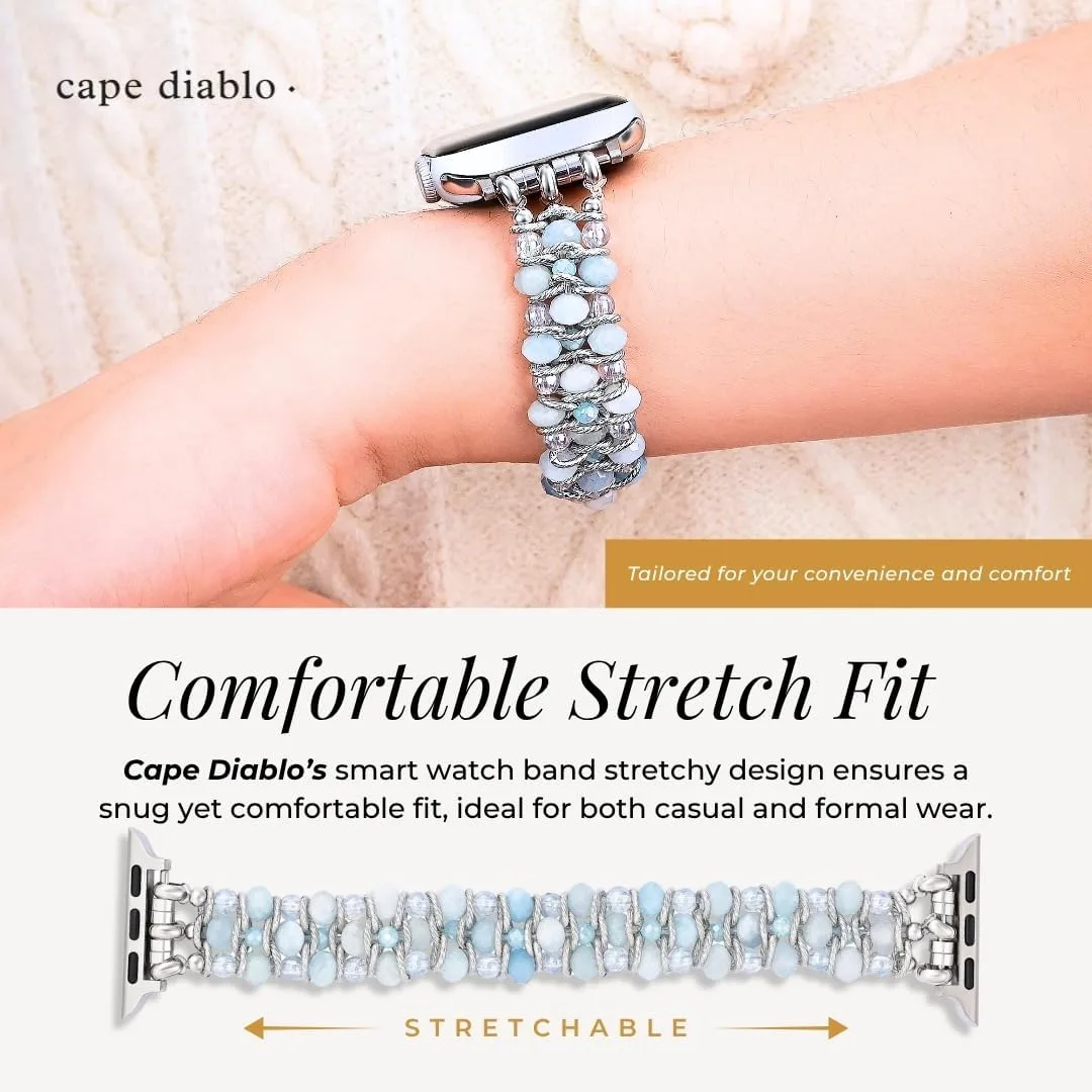 Cape Diablo Smart Watch Band for Women - Handmade Gemstone Strap - Compatible with 38mm-45mm Apple Faces