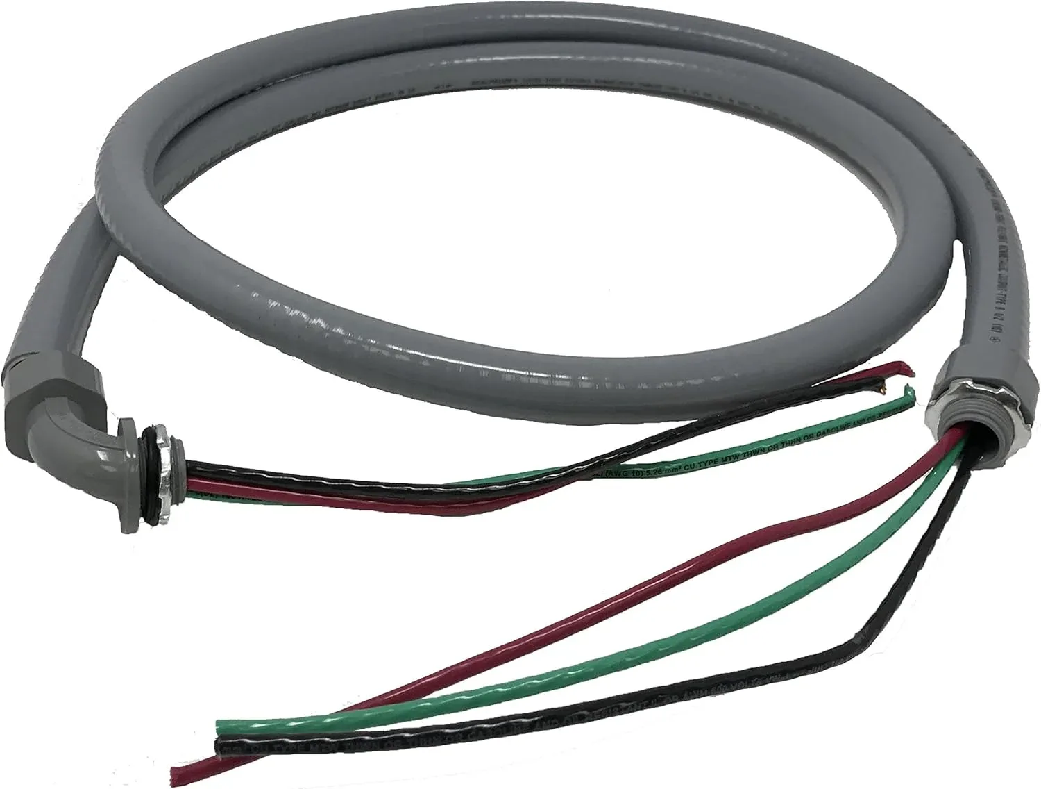 Kit de cableado Sealproof Power Whip 1/2 pulg x 6 pies con conducto flexible no metálico y cable calibre 10