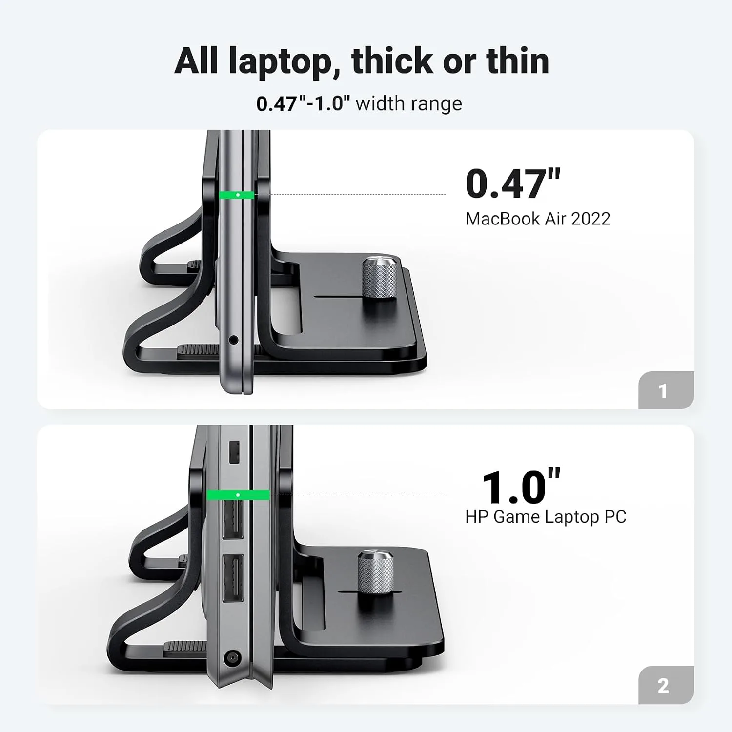 UGREEN Vertical Laptop Stand Holder for Desk Compatible with MacBook Pro, MacBook Air Stand Vertical Aluminum Adjustable for Up to 17.3 Inch Gaming Laptop, Black