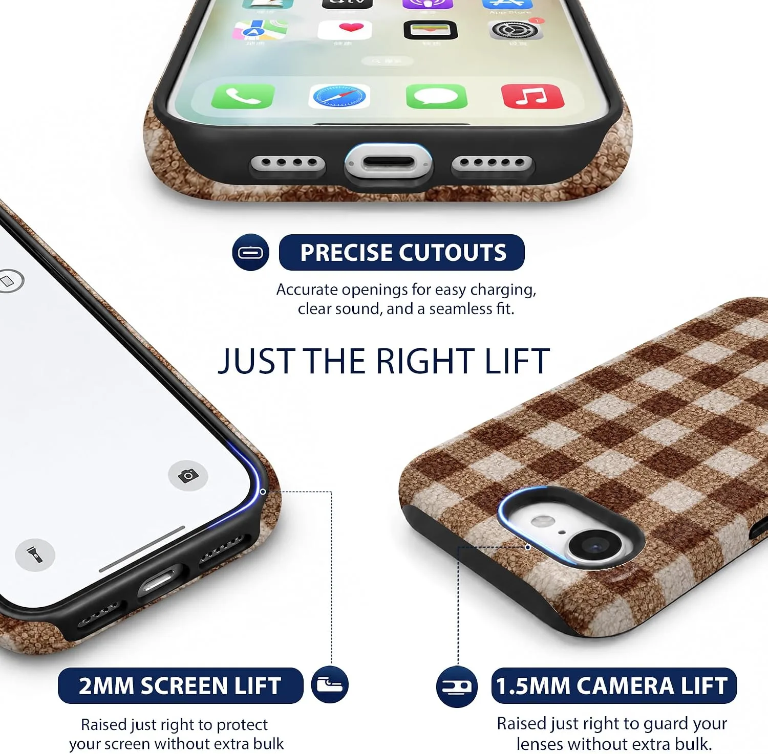 Magnetic for iPhone 16E/17E Chic Fall Brown Gingham Phone Case