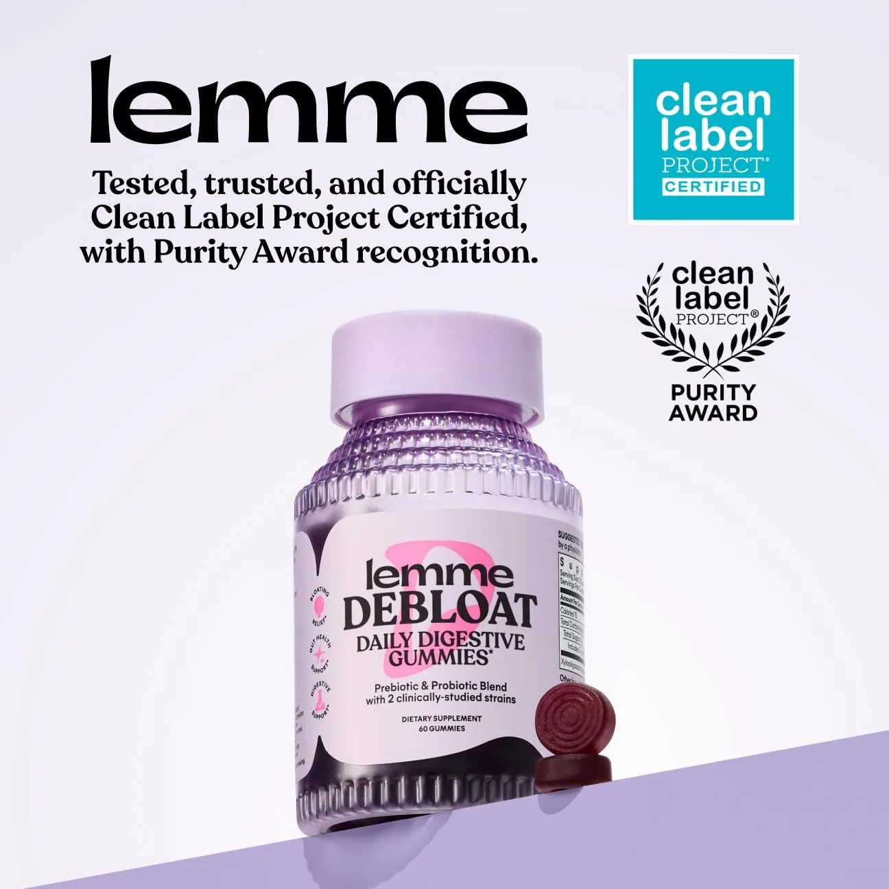 Lemme Debloat Digestive & Gut Health Gummies, 30-Day Supply