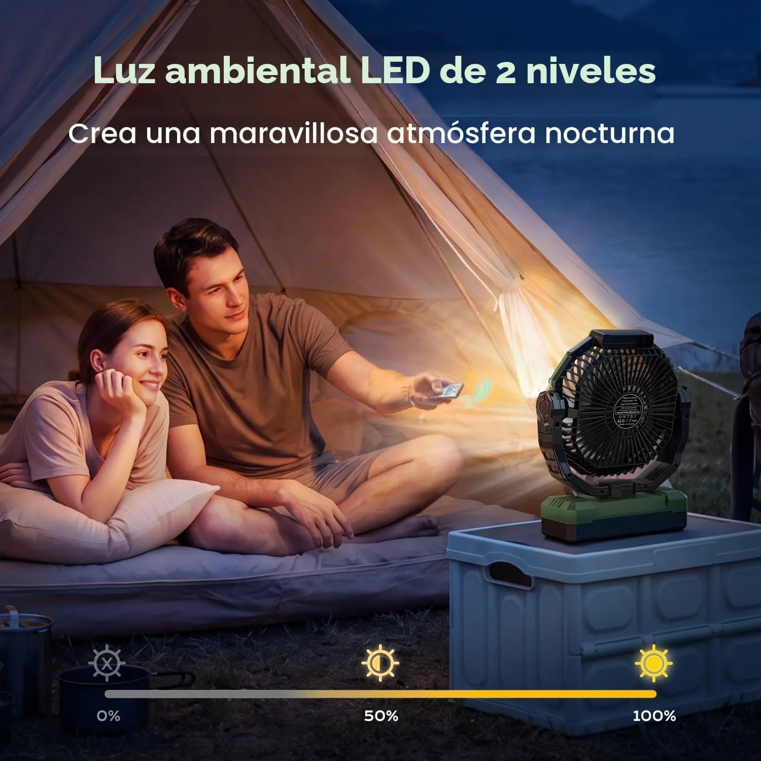 FRIZCOL 3-in-1 Camping Fan - Portable Fans Rechargeable - 24000mAh Battery Powered Fan with Light & Remote for Indoor, Outdoor, Tent, Travel, Fishing, Jobsite, Gifts for Men Dad Him - Green