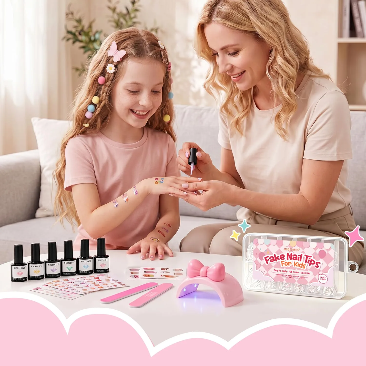Modelones Extra Short Square Nail Tips Kids, Clear Soft Small Nail Press On