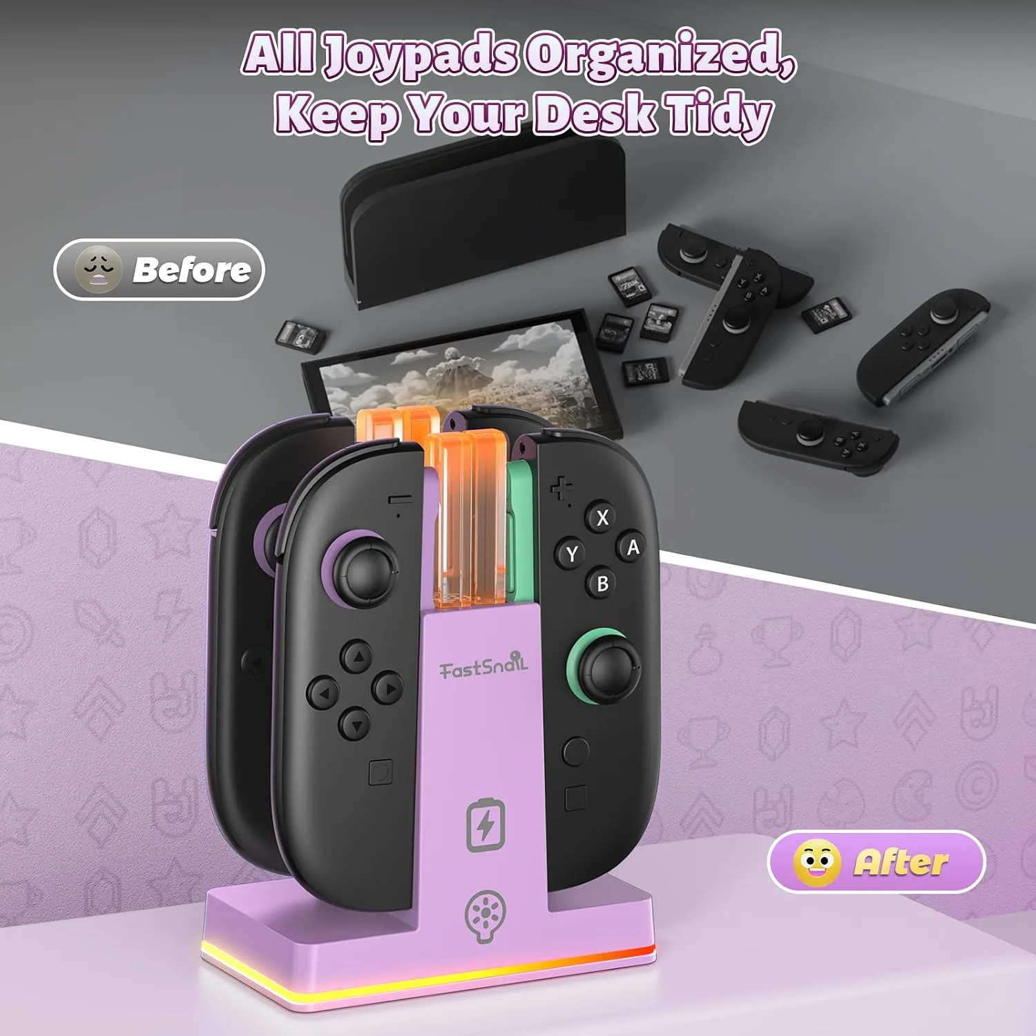 FASTSNAIL Switch 2 Controller Charger Dock for Nintendo Switch 2 for JoyCon