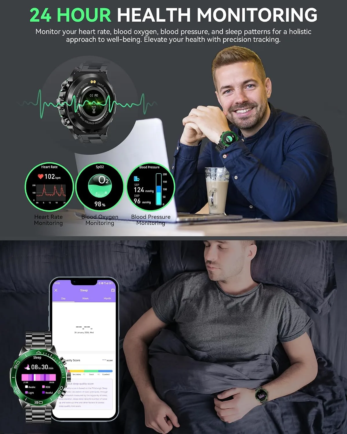SOUYIE Men's Luxury Smart Watch 1.43" AMOLED Display HD Bluetooth Calling