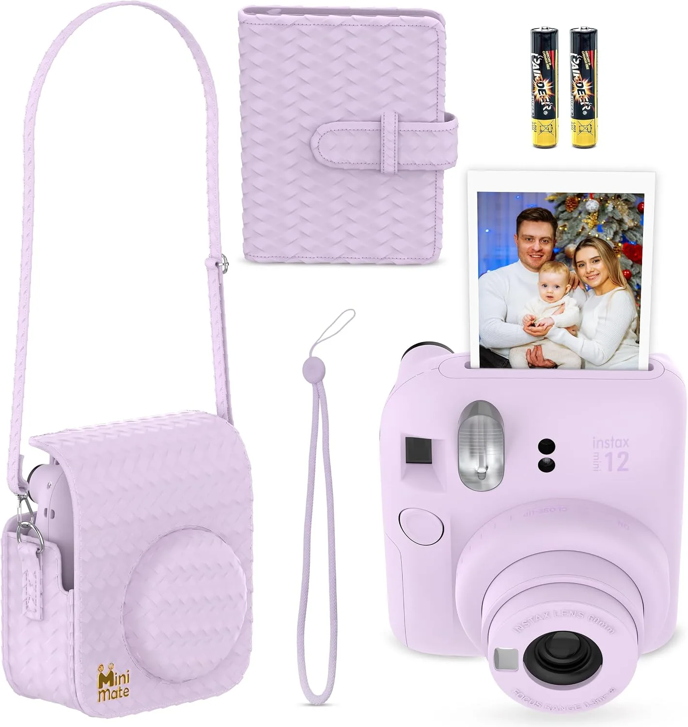 Fujifilm Instax Mini 12 Instant Camera Lilac Purple + Minimate Custom Designed Case + Fuji Instax Film 10 Sheets & Photo Album