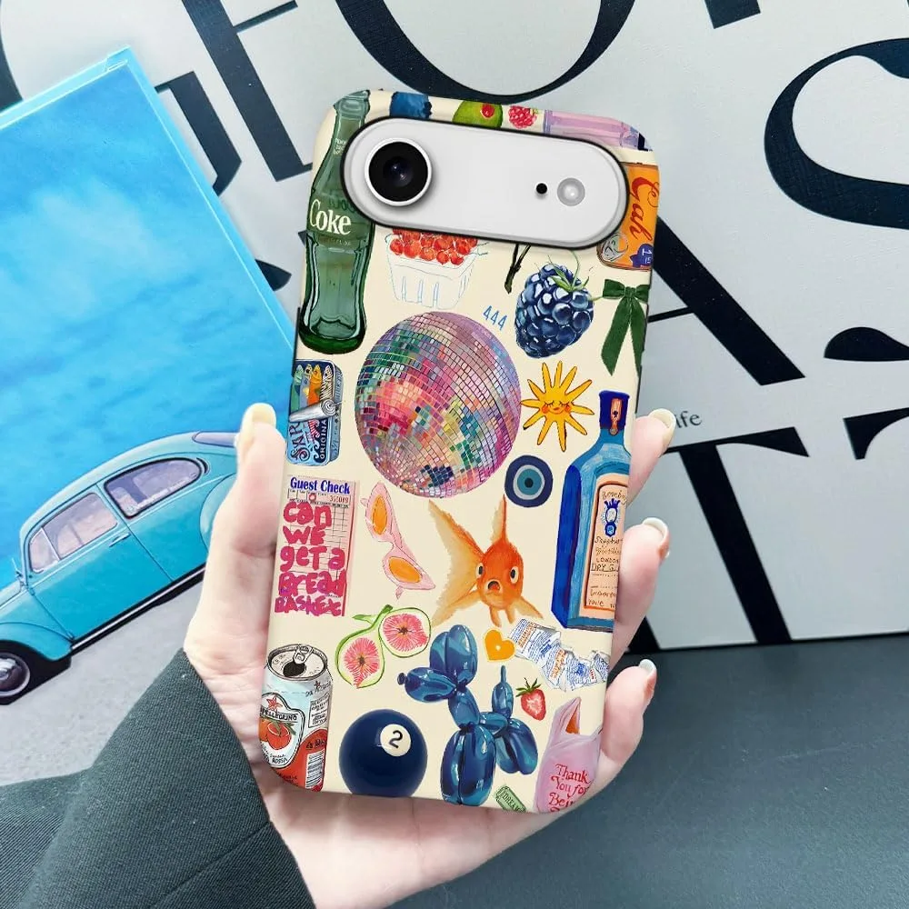 Case Compatible with iPhone 17 Air,Fall Prevention Hybrid 2-Layer Hard Shell Phone Cover for Girls Boys,Collage European Disco