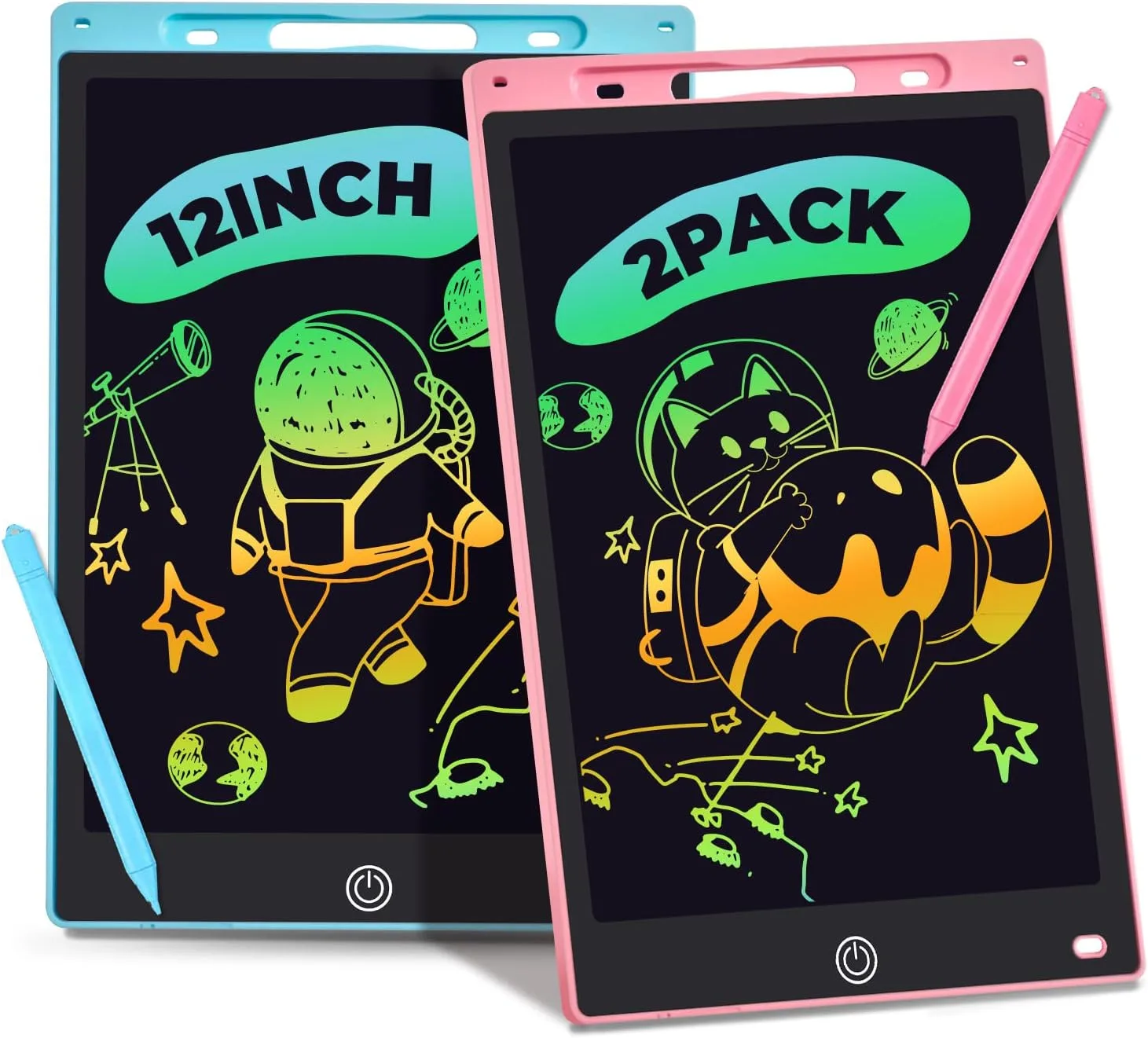12 Inch LCD Writing Tablet for Kids, 2 Packs Mess Free Coloring for Toddlers Doodle Board Erasable Drawing Pads Birthday Christmas New Year Gift for 3 4 5 6 7 8 Years Old Boys Girls