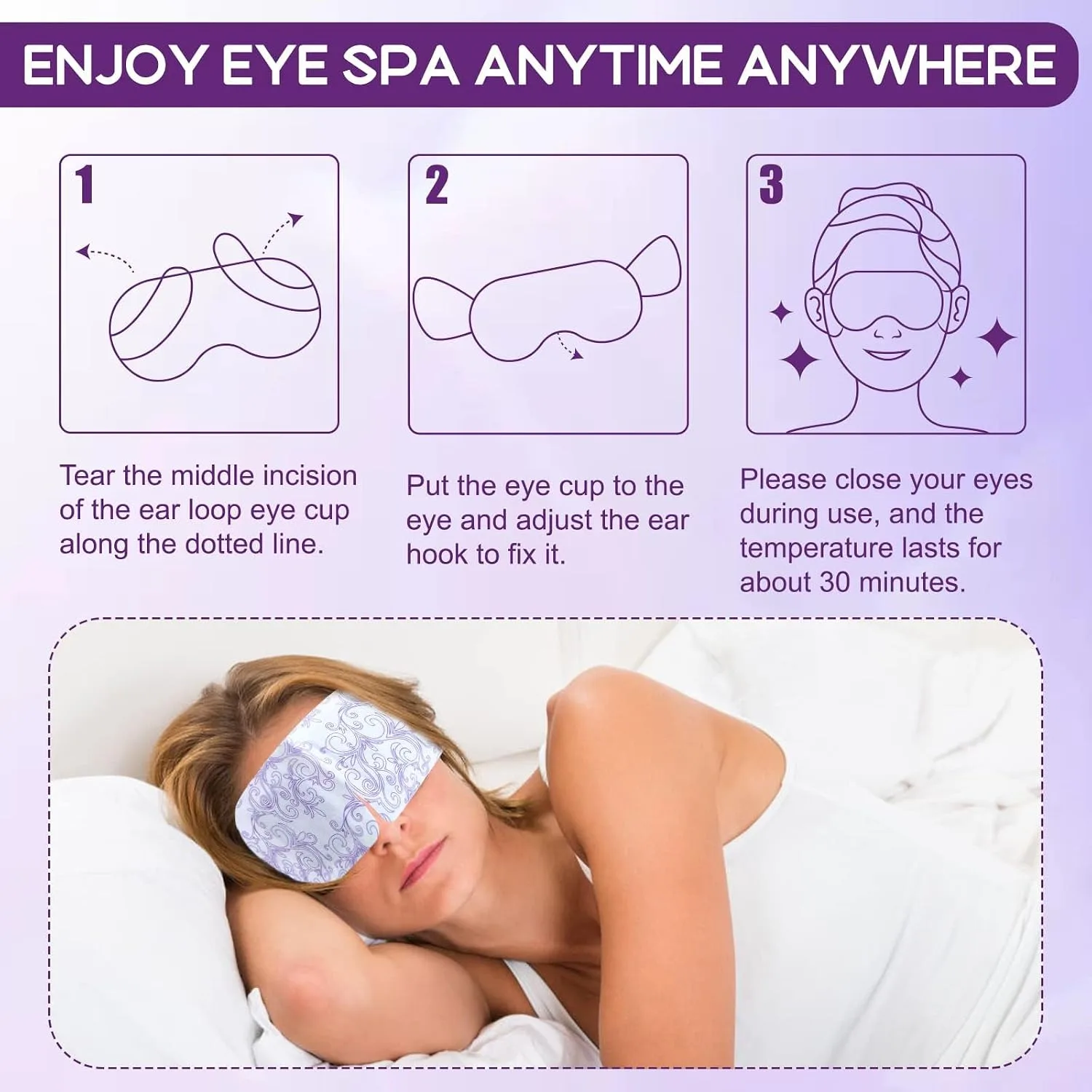 XPCARE 24 Pack Steam Eye Mask Disposable for Dry Eyes Cornea Care-Lavender