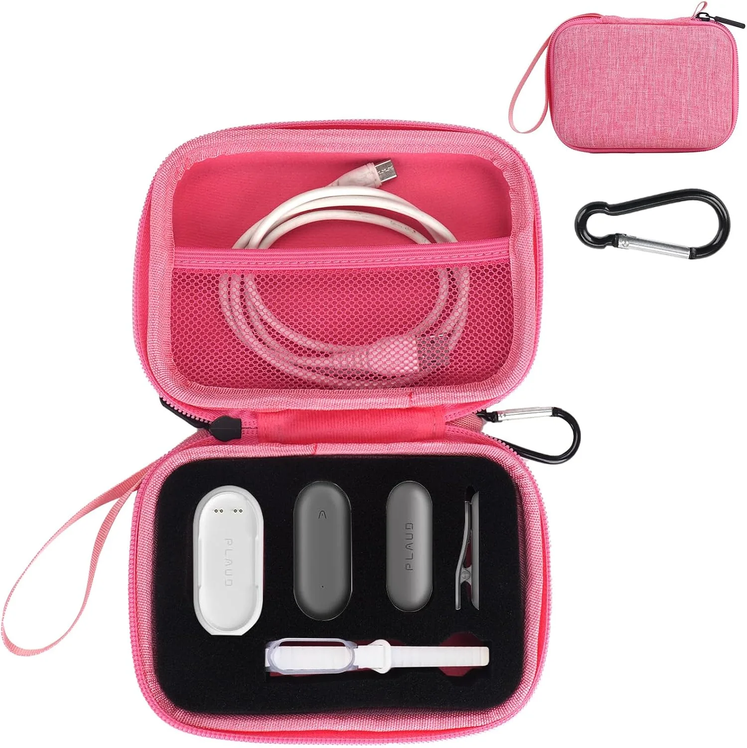 YouKnow Hard Case Compatible with PLAUD NotePin/NotePin S AI Voice Recorder - with Custom Foam Insert Holds Recorder, Magnetic Pin, Clip, Dock, Wristband & Cable (Case Only) (Pink)