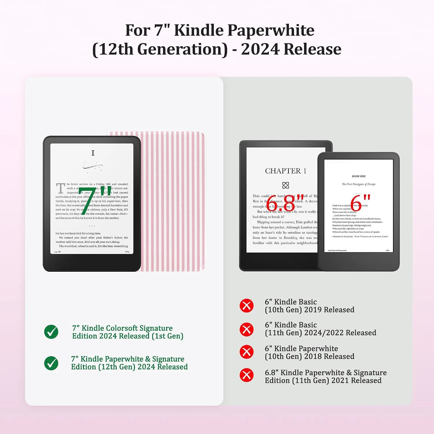 SESENSE Magnetic Case for 7'' Kindle Paperwhite 12th Gen 2024 & Colorsoft