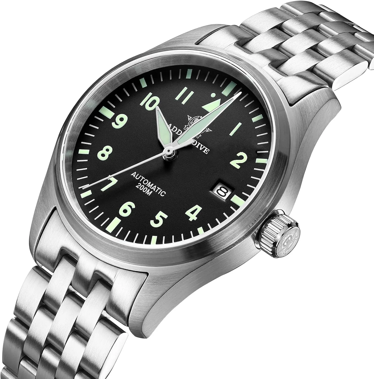 ADDIESDIVE Automatic Watches for Men Stainless Steel Diver 200 M Luminescent Analog Business Casual Dress Watch Men