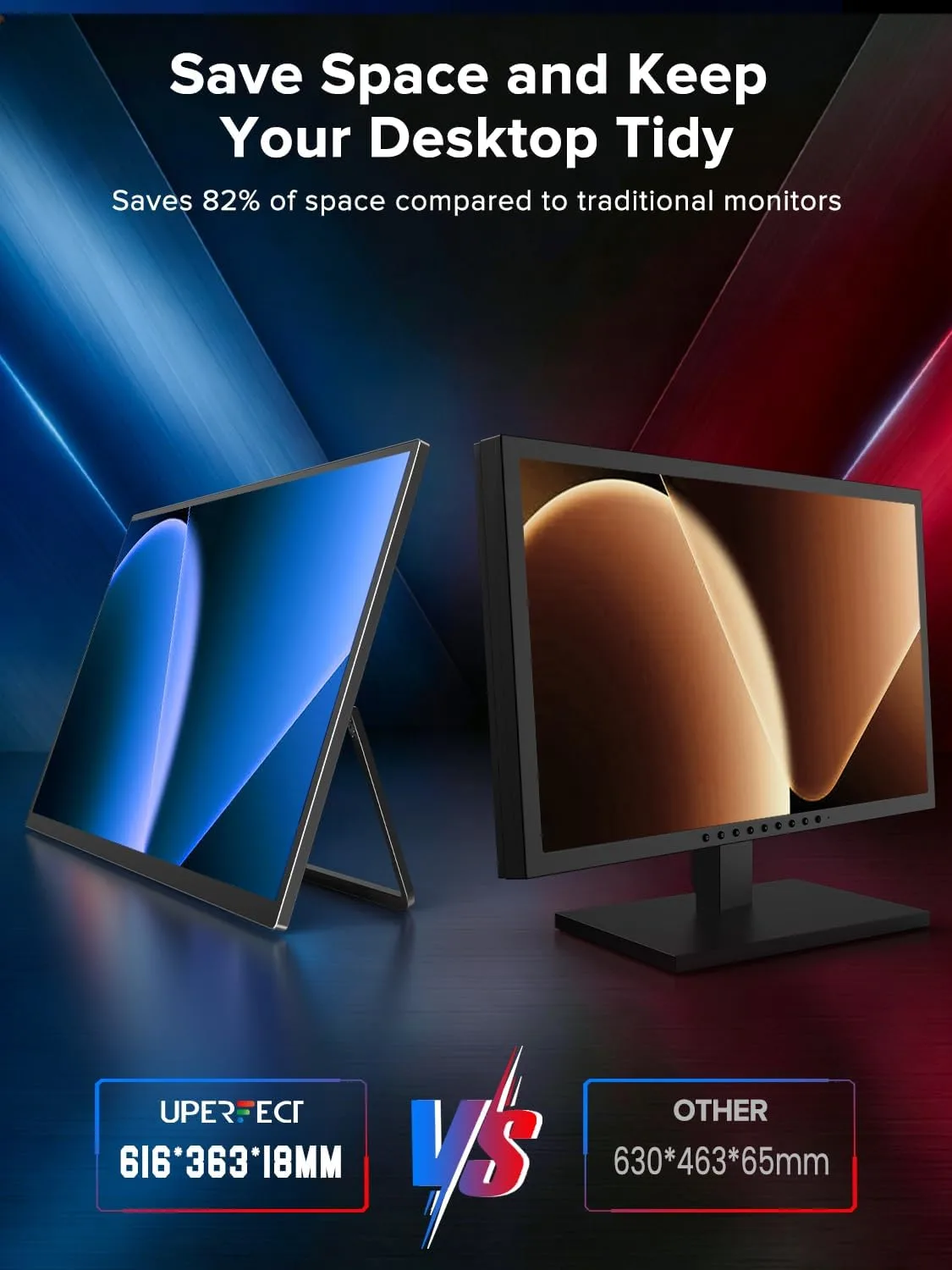 UPERFECT Portable Gaming Monitor 27”, Dual Mode 4K UHD 144Hz/FHD 288Hz