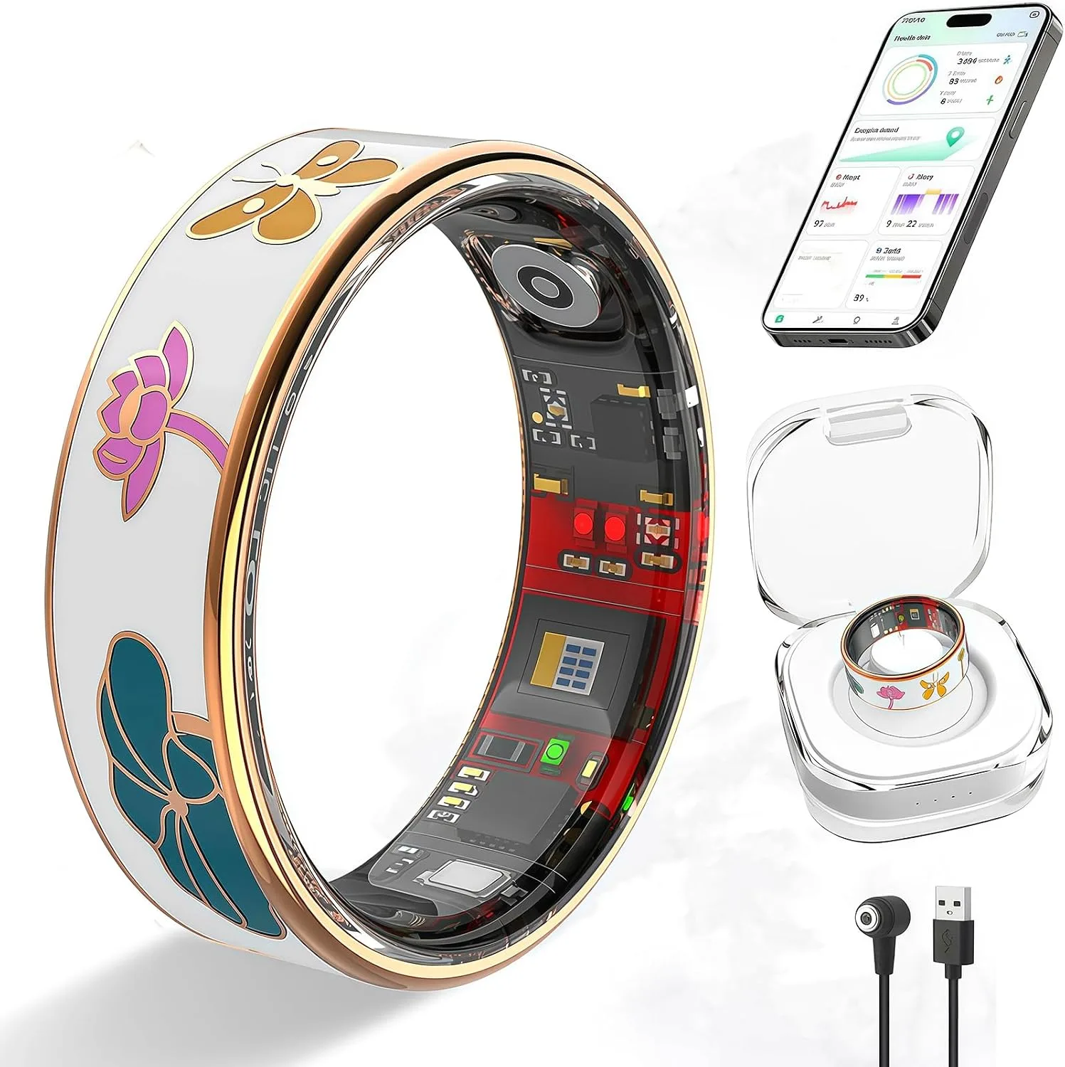 Smart Ring for Women Fitness Tracker,Waterproof Health Rings for Women(8#)