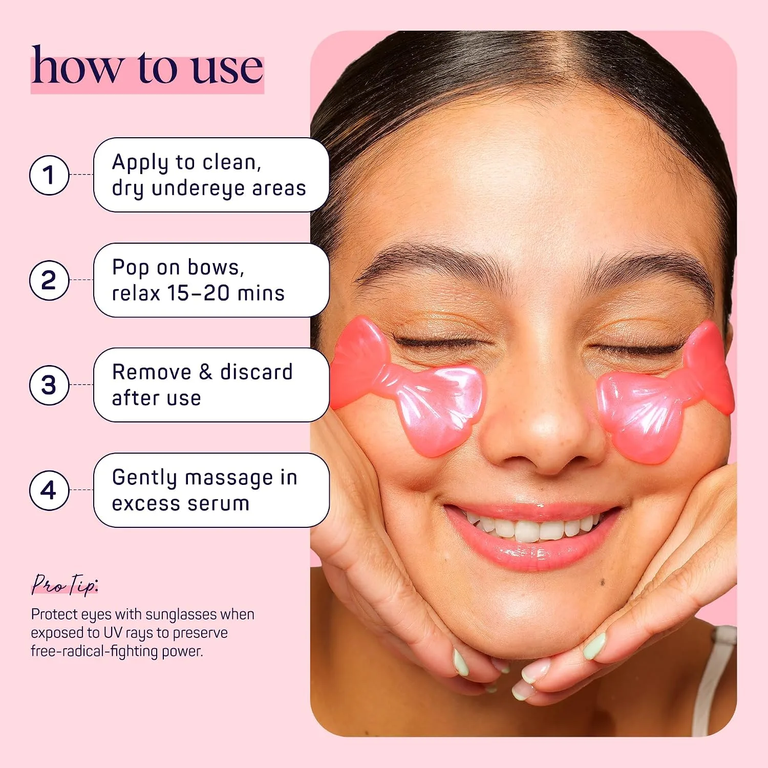 SpaLife Pretty in Pink Hydrogel Under Eye Patches for Dark Circles | Bow Under Eye Patches for Puffy Eyes | Revitalizing Undereye Masks for Bags | Bachelorette Party Favors | Pack of 8 Pairs